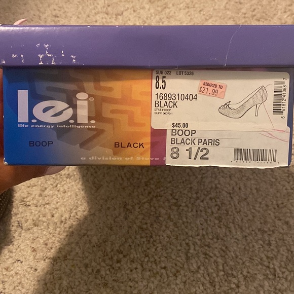 LEI Black/pink dot peep toe; well-loved but well taken care of; original box - Picture 7 of 7